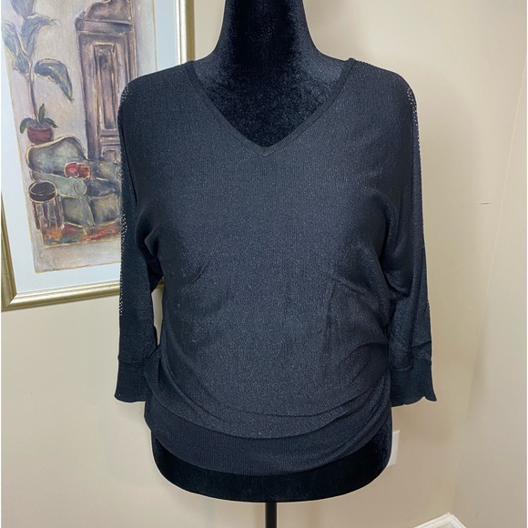 Dress Barn Black Sweater w/Cold Shoulder Sleeves - Picture 2 of 8